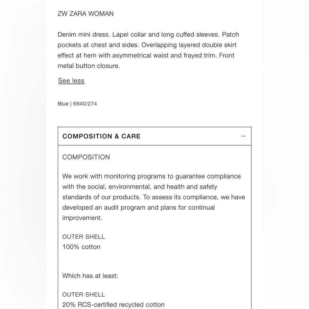 Zara ZW DENIM DRESS - Picture 10 of 10